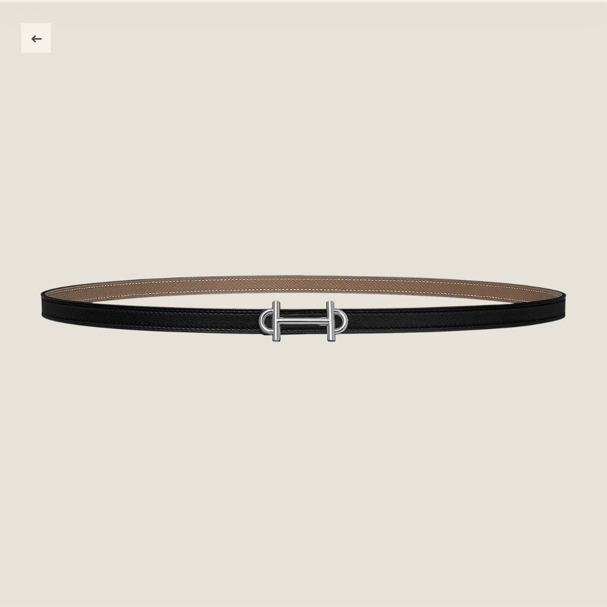 HERMES GAMMA BUCKLE & REVERSIBLE KHAKI BROWN AND BLACK LEATHER STRAP 13MM SILVER HARDWARE