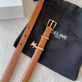 CELINE 25S BELT 18MM IN CARAMEL ELEGANT CHARM TAURILLON GOLD HARDWARE 585791
