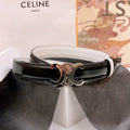 CELINE 25S BELT 25MM REVERSIBLE TRIOMPHE IN BLACK WHITE CALFSKIN 565542